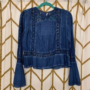 Free People Cut Out Blouse Sz S